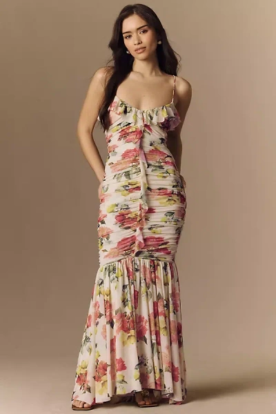 Bhldn Floral Mesh Stretch Maxi Dress In Multi