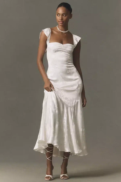 Bhldn Flutter Sleeve Jacquard Maxi Dress In White