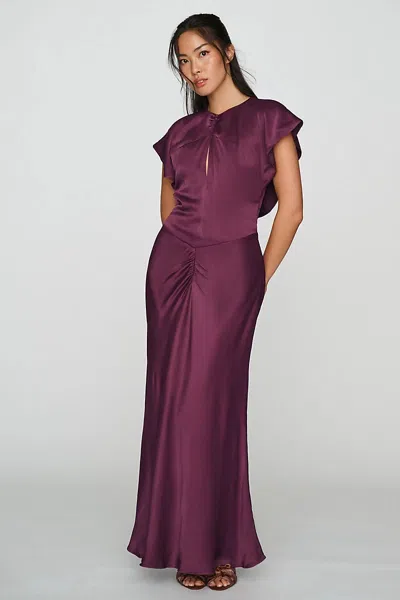 Bhldn Flutter-sleeve Maxi Dress In Purple
