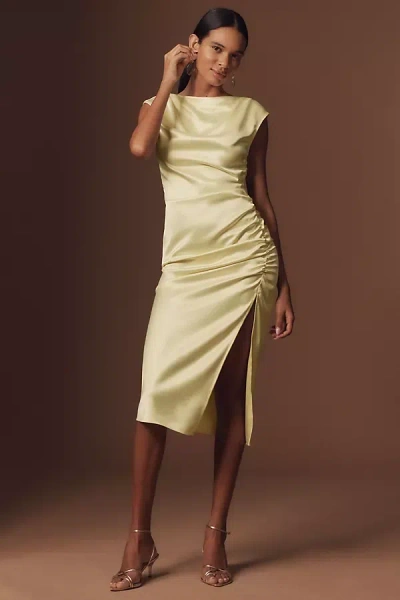 Bhldn Francesca High-neck Stretch Satin Midi Dress