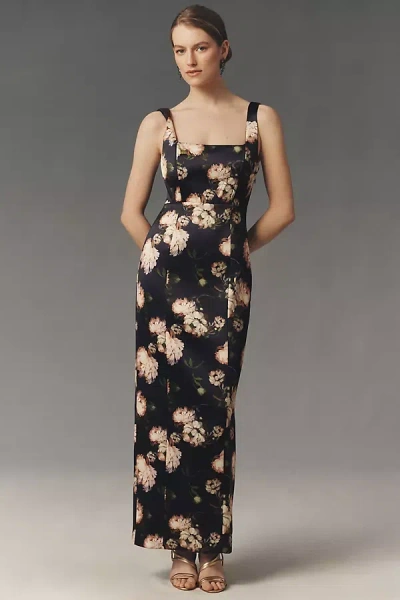 Bhldn Gabby Sleeveless Square-neck Corset Maxi Dress In Black