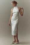 Bhldn Halter Satin Column Midi Dress In White