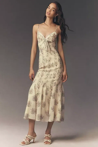 Bhldn Hazel Bow Godet Chiffon Dress In Neutral