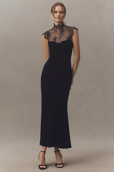 Bhldn High-neck Lace Maxi Dress In Black