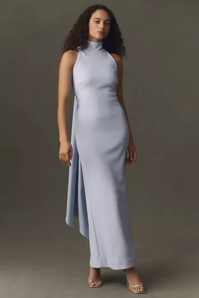 Bhldn High-neck Crepe Maxi Dress In Blue
