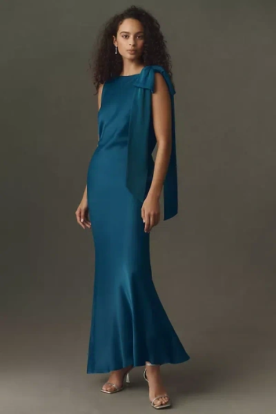 Bhldn High-neck Open-back Maxi Dress In Blue