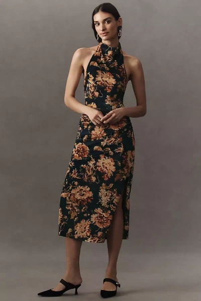 Bhldn Holly Halter Printed Stretch Velvet Midi Dress In Multicolor