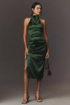 Bhldn Holly Halter Stretch Satin Midi Dress