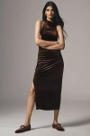 Bhldn Holly Halter Stretch Velvet Midi Dress In Brown