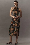 Bhldn Holly Halter Stretch Velvet Midi Dress In Multicolor