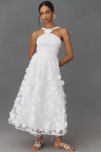 Bhldn Jones 3d Floral A-line Maxi Skirt In White