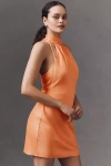 Bhldn Julia Scarf Halter Mini Dress In Orange