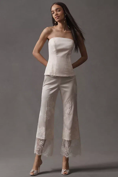 Bhldn Lace Ankle Flare Pants In White