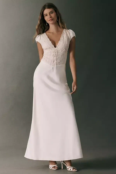 Bhldn Lace Bodice Slip Dress In White
