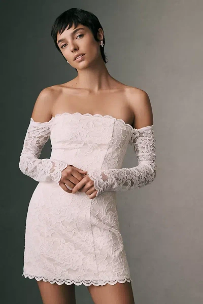 Bhldn Lace Off-the-shoulder Mini Dress In Neutral