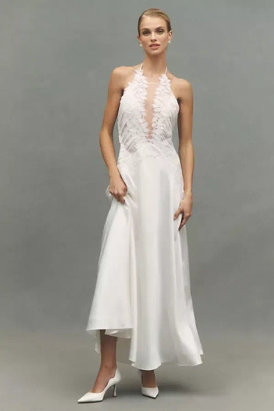 Bhldn Lace Satin Maxi Dress In White