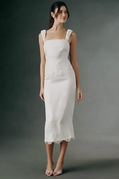 Bhldn Lace Trim Midi Dress In White