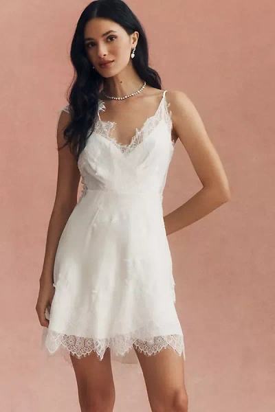 Bhldn Lace Wrap V-neck Mini Dress In White