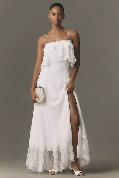 Bhldn Lace-trim Maxi Dress In White
