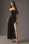 Bhldn Lana Off-shoulder Velvet Maxi Dress In Animal Print