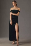 Bhldn Lana Off-shoulder Velvet Maxi Dress In Black