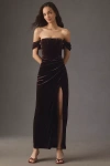 Bhldn Lana Off-shoulder Velvet Maxi Dress In Brown