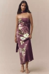 Bhldn Leah Strapless Satin Scarf Slip Midi Dress In Purple