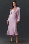 Bhldn Long-sleeve Scarf-neck A-line Dress In Purple