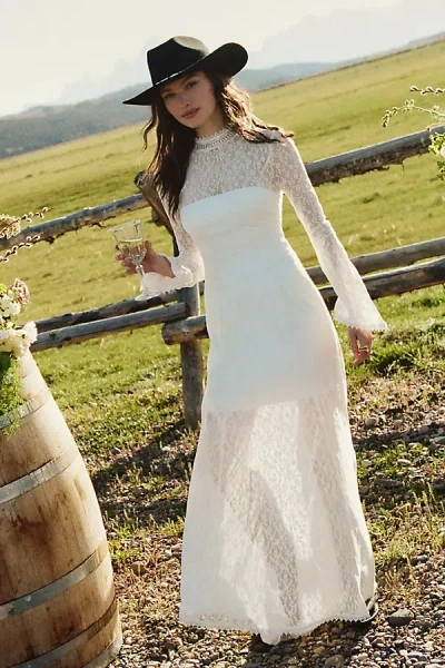 Bhldn Long-sleeve Lace Maxi Dress In Multi