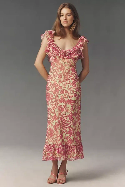 Bhldn Lottie Ruffled Low-back Maxi Gown In Multi