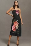 Bhldn Lyla Strapless Side-slit Satin Maxi Dress In Multicolor