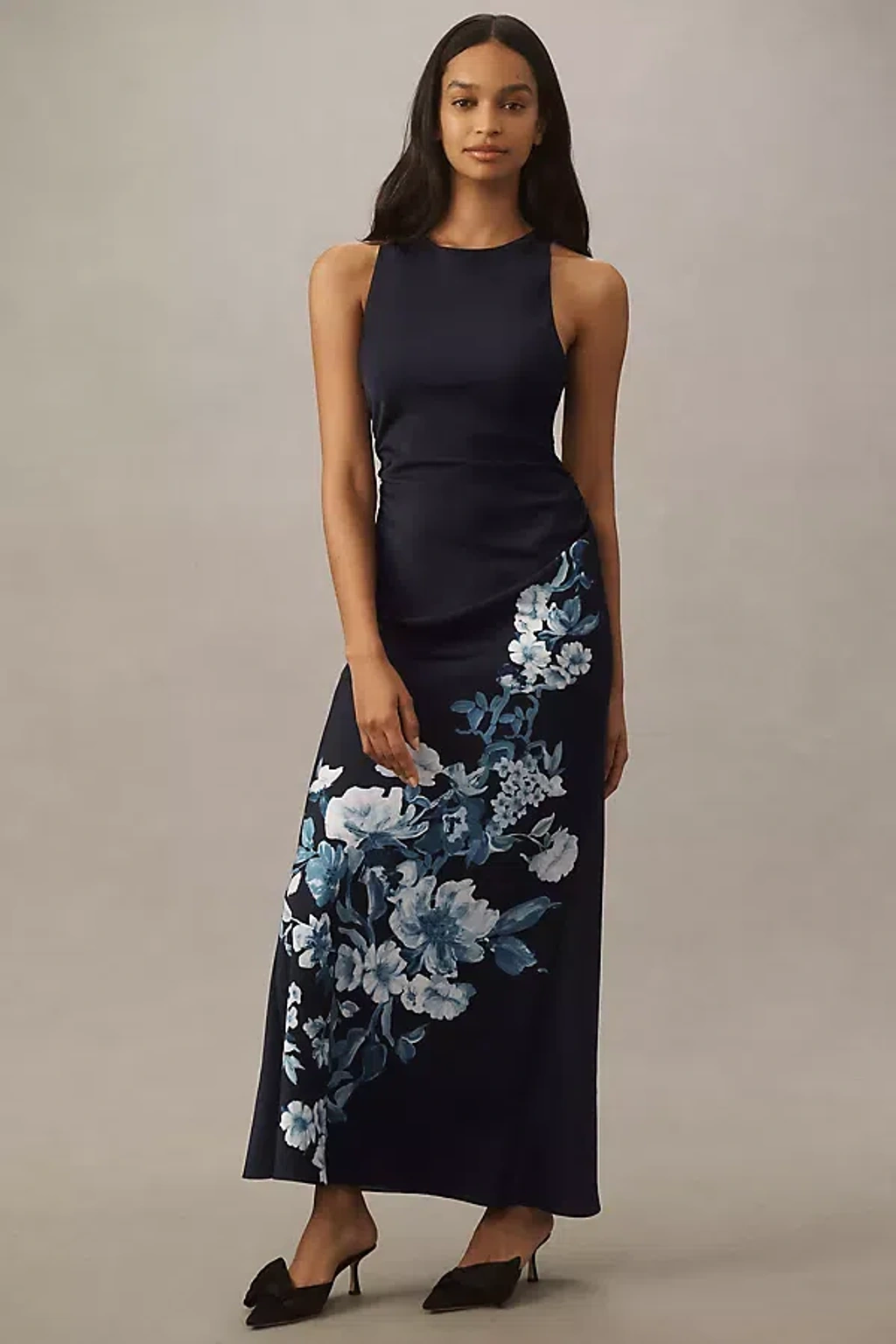 Anthropologie ★ BHLDN Mariella High-Neck Satin Maxi Dress Bhldn Mariella High-neck Satin Maxi Dress In Blue | ModeSens