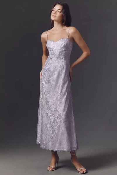 Bhldn Metallic Lace Midi Dress In Purple