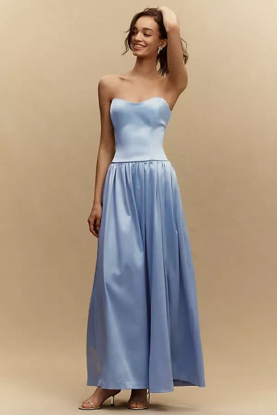 Bhldn Mia Strapless Fit-and-flare Maxi Dress In Blue