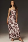 Bhldn Mia Strapless Side-slit Satin Column Maxi Dress In Multicolor