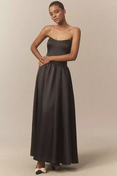 Bhldn Miley Strapless Drop-waist Maxi Dress In Black