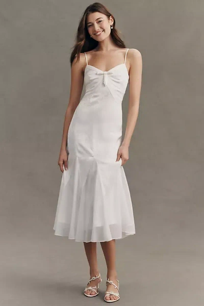 Bhldn Mixed Jacquard Maxi Slip Dress In White