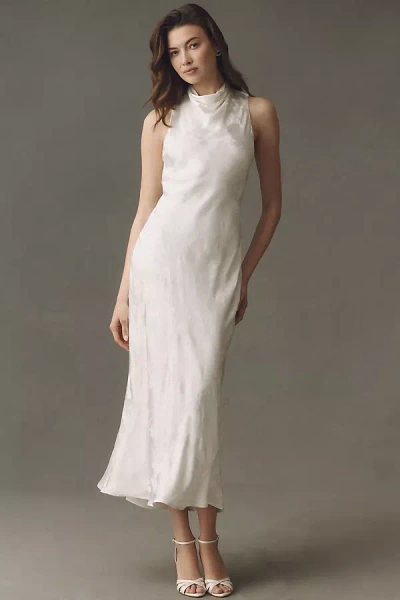 Bhldn Mock-neck Jacquard Maxi Dress In White