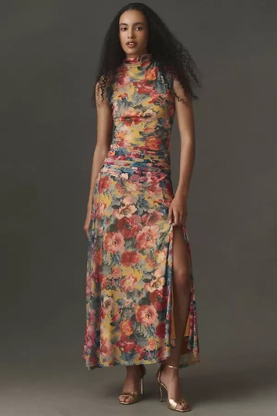 Bhldn Mock-neck Mesh Maxi Dress In Multi