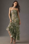 Bhldn Molly Strapless Chiffon Scarf Maxi Dress In Green