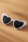 Bhldn Mother-of-pearl Heart Sunglasses In White
