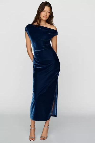 Bhldn Off Shoulder Velvet Maxi Dress In Blue
