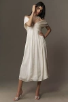 Bhldn Off-the-shoulder Pleated Midi Dress In White