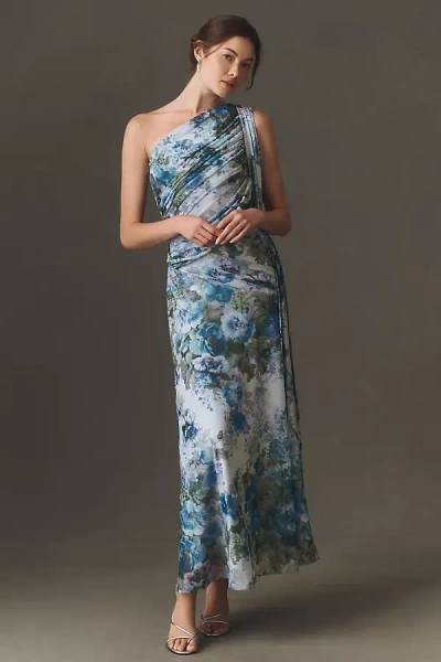 Bhldn One-shoulder Scarf Maxi Dress In Blue
