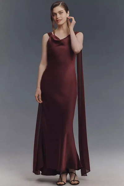 Bhldn Open-back Satin Maxi Dress In Red