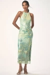 Bhldn Paulina Halter Printed Sequin Midi Dress