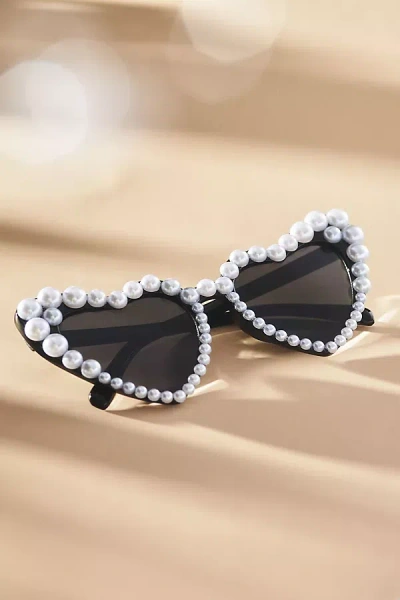 Bhldn Pearl Heart Sunglasses In White