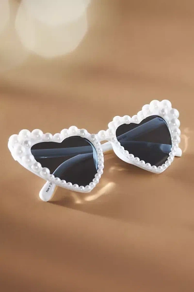 Bhldn Pearl Heart Sunglasses In White