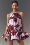 Bhldn Phoebe High-neck Ruffle-hem Swing Mini Dress