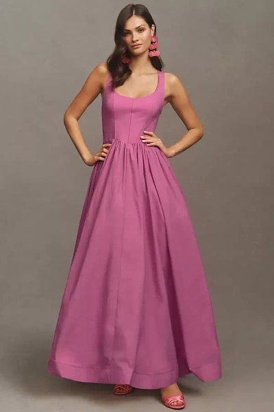 Bhldn Jemma Scoop-neck Corset Fit & Flare Maxi Dress In Pink